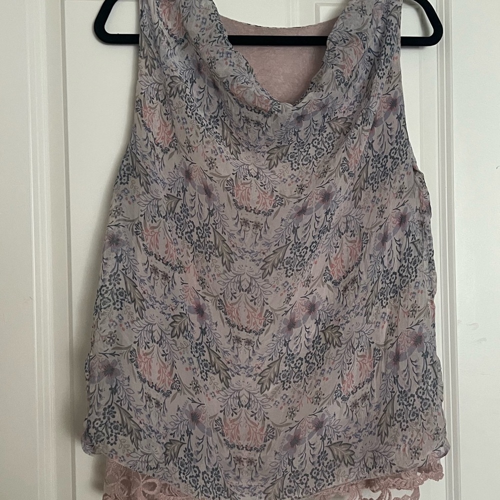 Pink Ruffled Sleeveless silk Blouse
